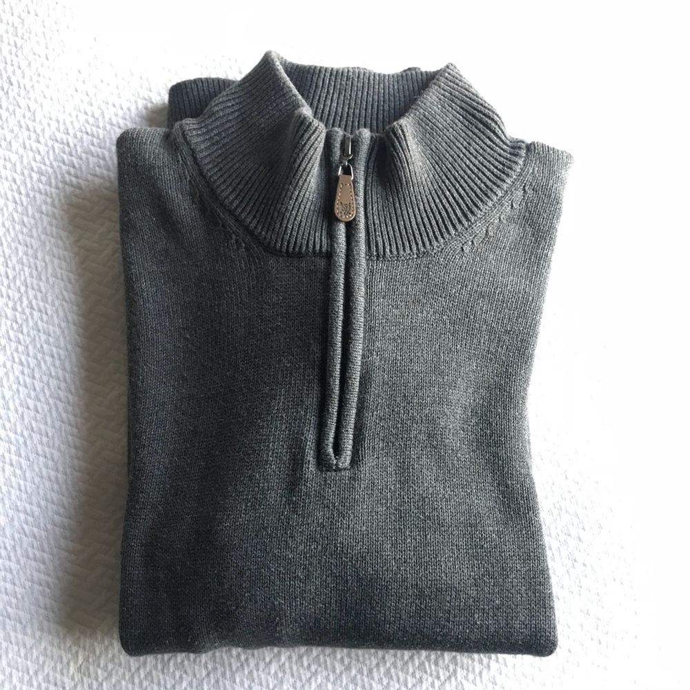 Oxford golf 1/4 pullover sweater gray large